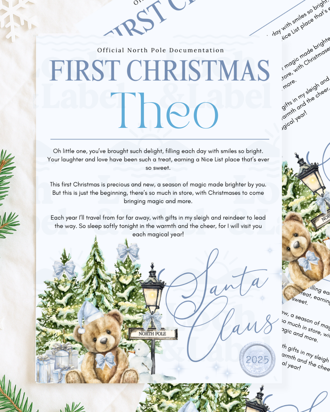 First Christmas certificate ~ powder blue image 0