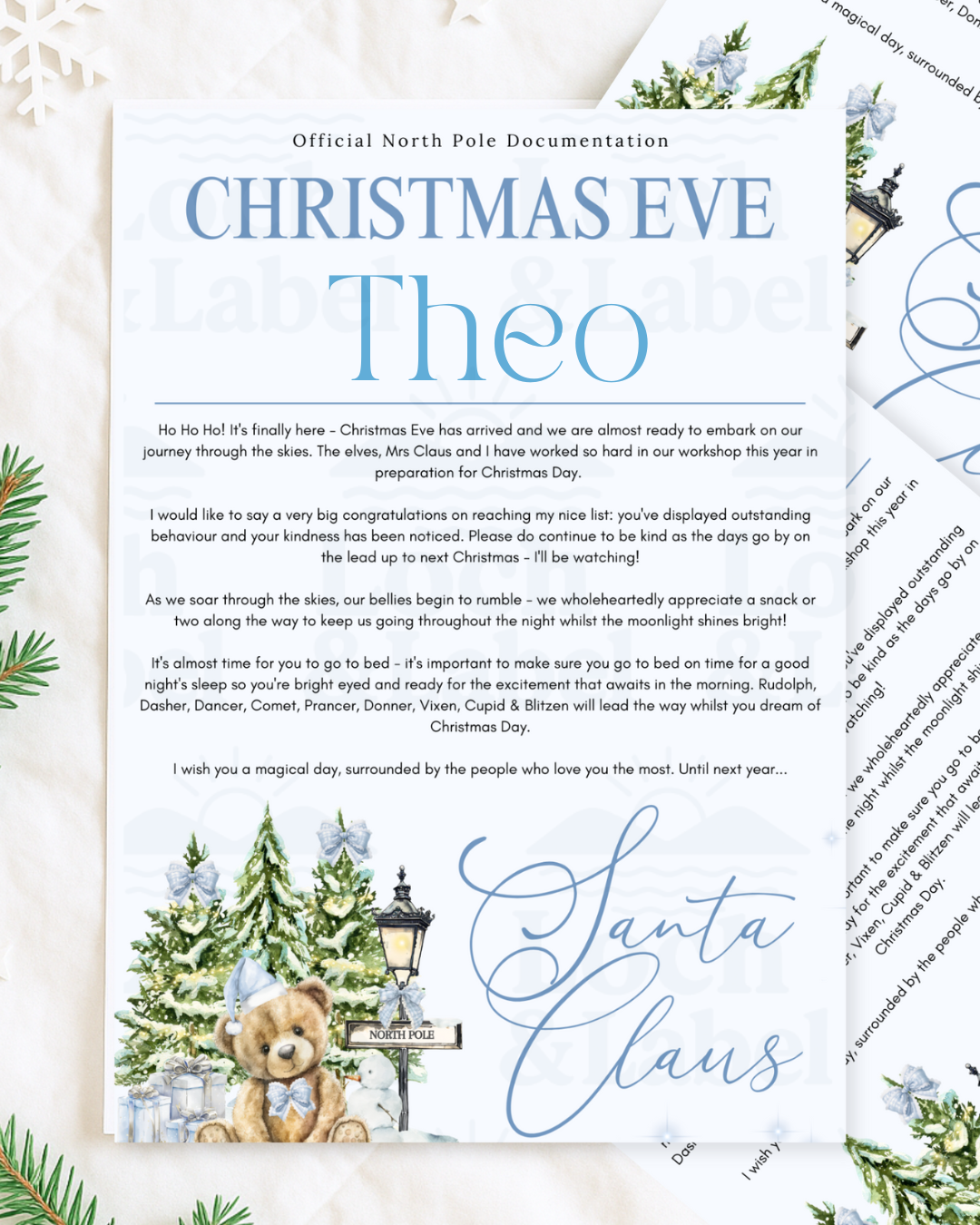 Christmas Eve letter ~ powder blue image 0